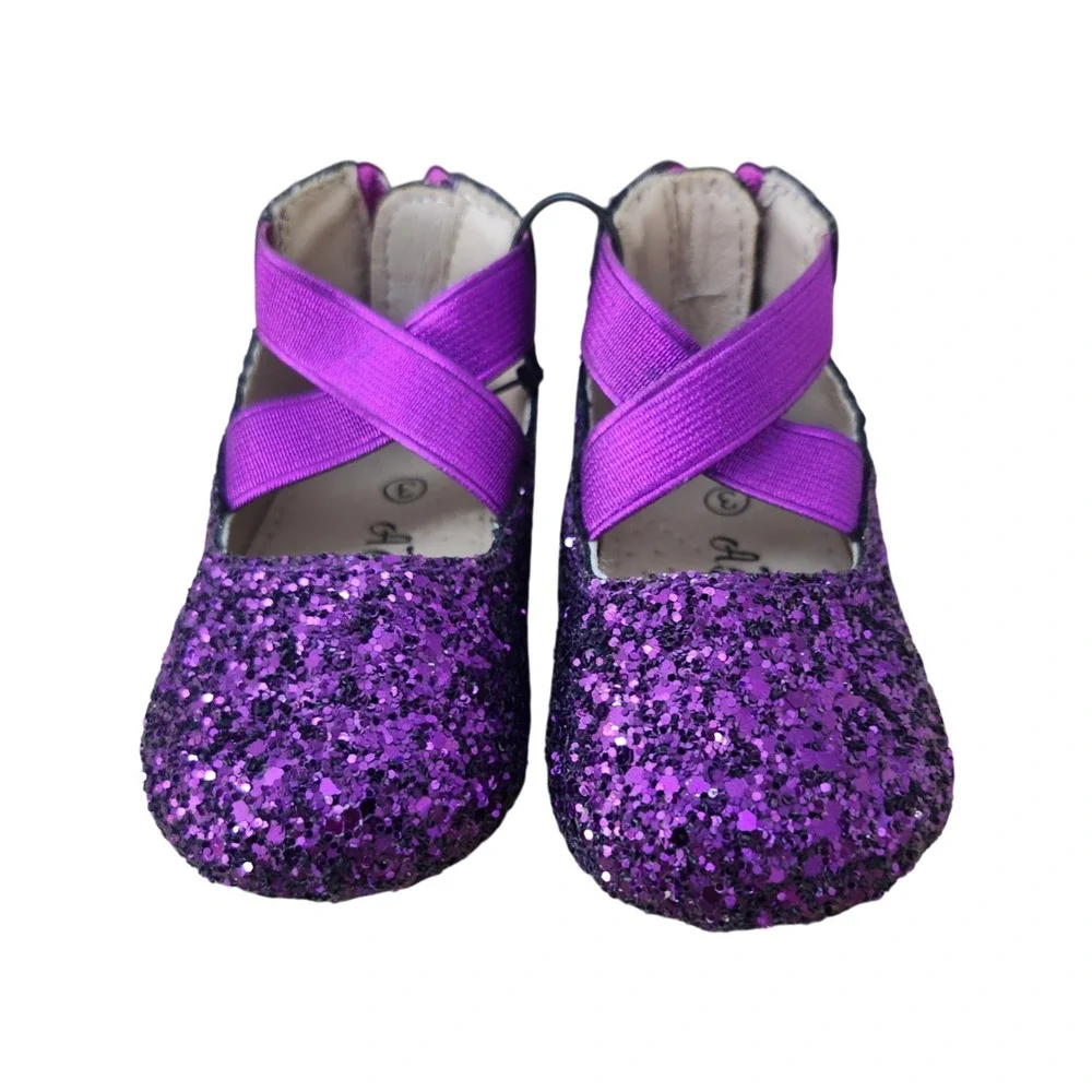 NEW A Bear Co Toddler Size 3 Neptune Glitter Ballerina Flats Vivid Purple‎